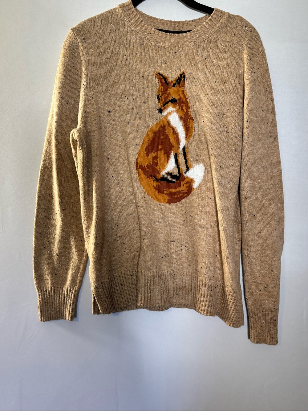 Women’s Tan Fox Charter Club Crewneck Sweater Size Large